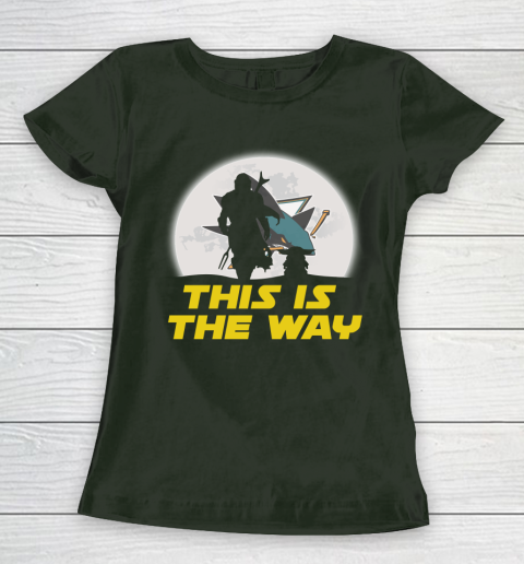 San Jose Sharks NHL Ice Hockey Star Wars Yoda And Mandalorian This Is The Way Women's T-Shirt 4