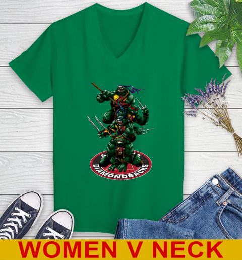 MLB Baseball Arizona Diamondbacks Teenage Mutant Ninja Turtles Shirt Women's V-Neck T-Shirt 6