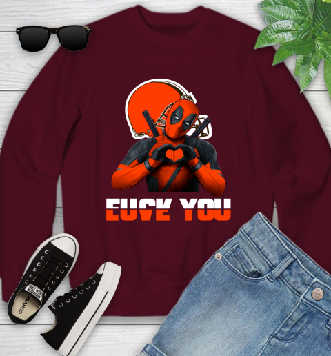 NHL Cleveland Browns Deadpool Love You Fuck You Football Sports Youth Sweatshirt 4