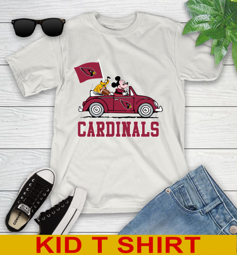 NFL Football Arizona Cardinals Pluto Mickey Driving Disney Shirt Youth T-Shirt 12