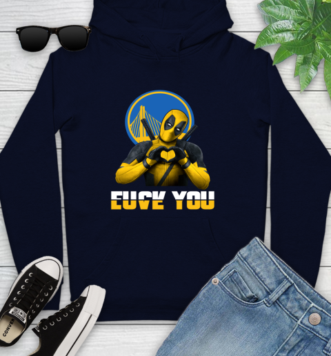 NBA Golden State Warriors Deadpool Love You Fuck You Basketball Sports Youth Hoodie 3