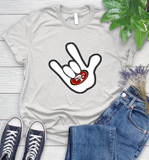 San Francisco 49ers NFL Football Mickey Rock Hand Disney Women's T-Shirt