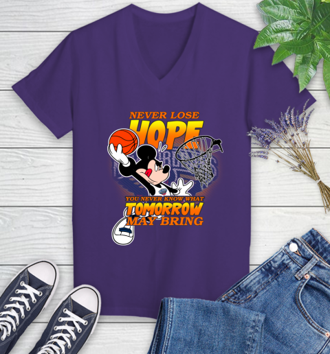 New Orleans Pelicans NBA Basketball Mickey Disney Never Lose Hope Women's V-Neck T-Shirt 3