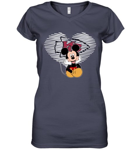 NFL Kansas City Chiefs The Heart Mickey Mouse Disney Football T Shirt TB1YvV4RQEm women v neck t shirt 39 95 151514 front heather navy