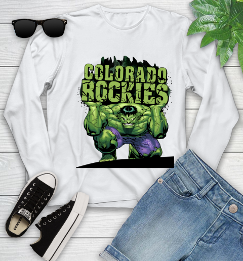 Colorado Rockies MLB Baseball Incredible Hulk Marvel Avengers Sports Youth Long Sleeve