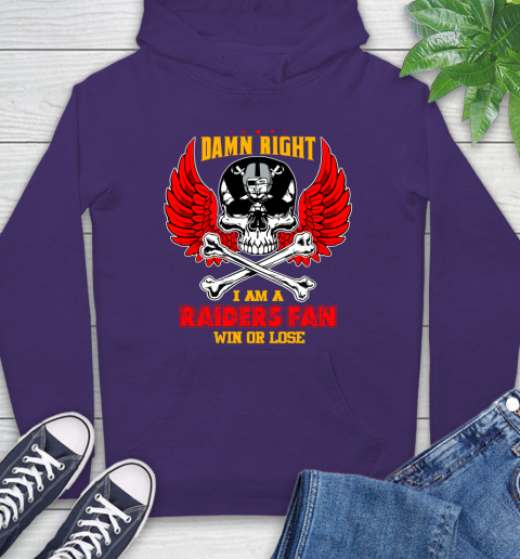 NFL Damn Right I Am A Oakland Raiders Win Or Lose Skull Football Sports Hoodie 5