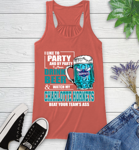 NBA Drink Beer and Watch My Charlotte Hornets Beat Your Team' Ass Racerback Tank 3