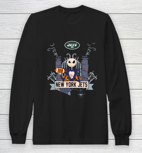 NFL New York Jets Football Jack Skellington Halloween Long Sleeve T-Shirt