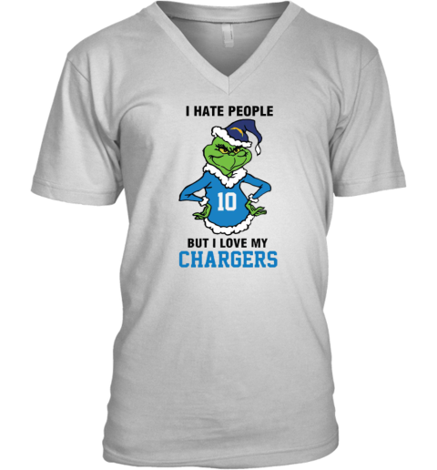 I Hate People But I Love My Los Angeles Chargers Los Angeles Chargers NFL Teams V-Neck T-Shirt