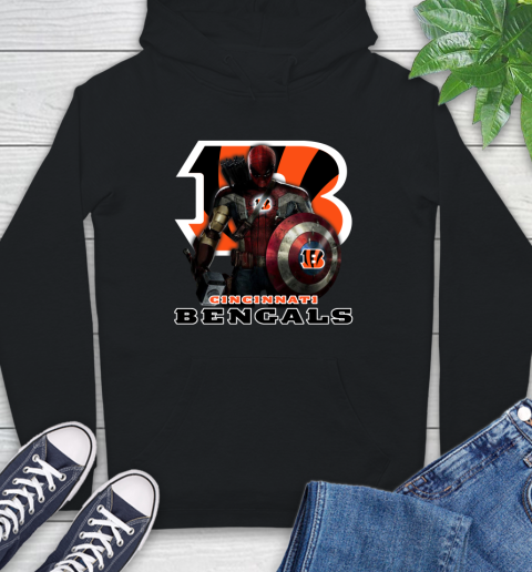 NFL Captain America Thor Spider Man Hawkeye Avengers Endgame Football Cincinnati Bengals Hoodie 2