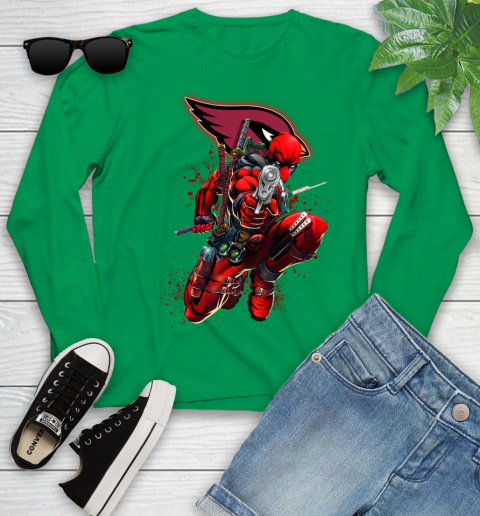 NFL Deadpool Marvel Comics Sports Football Arizona Cardinals Youth Long Sleeve 6