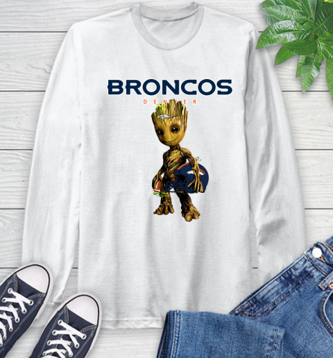 Denver Broncos NFL Football Groot Marvel Guardians Of The Galaxy Long Sleeve T-Shirt