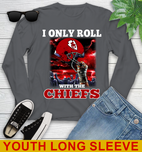Kansas City Chiefs NFL Football I Only Roll With My Team Sports Youth Long Sleeve 9