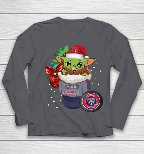 Florida Panthers Christmas Baby Yoda Star Wars Funny Happy NHL Youth Long Sleeve 8