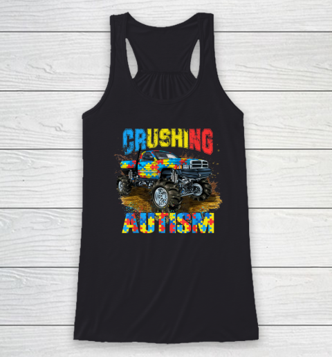 Crushing Autism Puzzle Monster Truck Autism Awareness Racerback Tank
