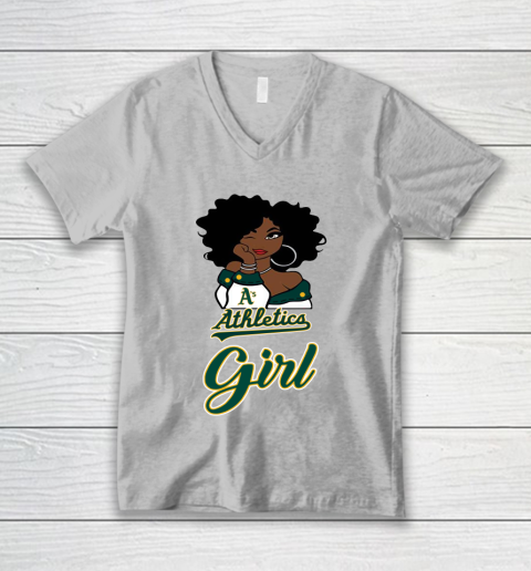 Oakland Athleticss Girl MLB V-Neck T-Shirt 4