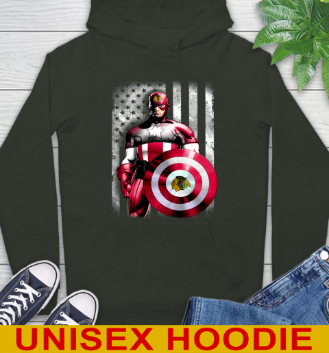 Chicago Blackhawks NHL Hockey Captain America Marvel Avengers American Flag Shirt Hoodie 12
