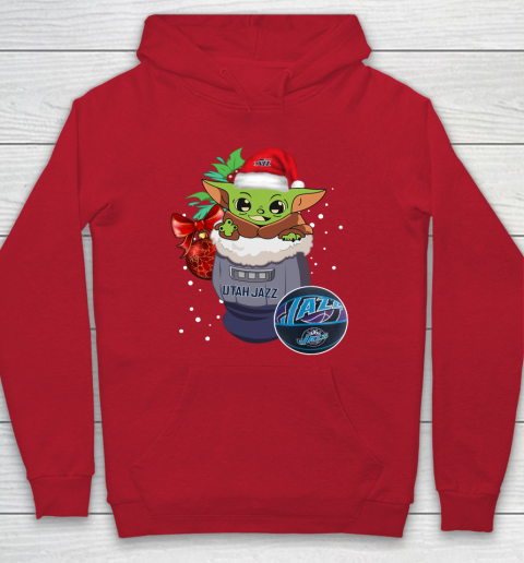 Utah Jazz Christmas Baby Yoda Star Wars Funny Happy NBA Hoodie 10