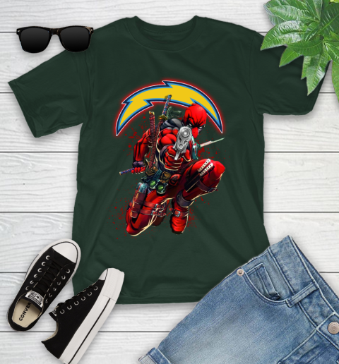 NFL Deadpool Marvel Comics Sports Football Los Angeles Chargers Youth T-Shirt 5