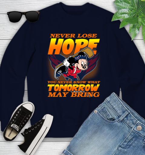 Washington Capitals NHL Hockey ootball Mickey Disney Never Lose Hope Youth Sweatshirt 2