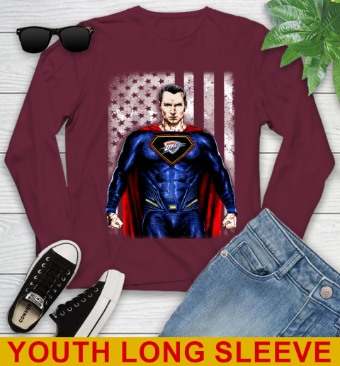 NBA Basketball Oklahoma City Thunder Superman DC Shirt Youth Long Sleeve 6