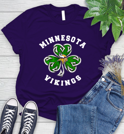 NFL Minnesota Vikings Three Leaf Clover St Patrick's Day Football Sports Women's T-Shirt 4
