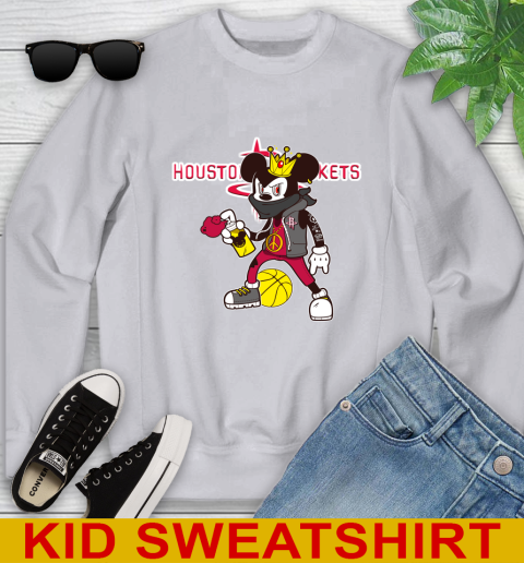 Houston Rockets NBA Basketball Mickey Peace Sign Sports Youth Sweatshirt 4