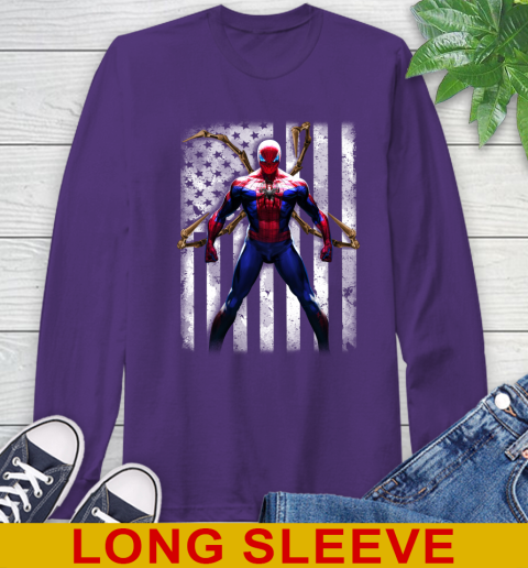 NBA Basketball Houston Rockets Spider Man Avengers Marvel American Flag Shirt Long Sleeve T-Shirt 5