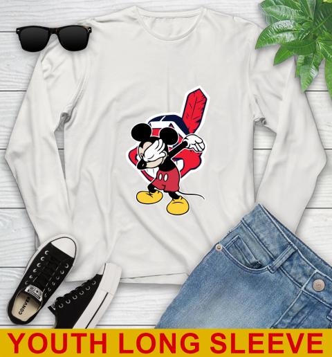 Cleveland Indians MLB Baseball Dabbing Mickey Disney Sports Youth Long Sleeve 12
