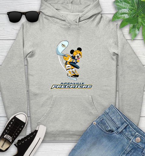 NHL Hockey Nashville Predators Cheerful Mickey Mouse Shirt Youth Hoodie 2