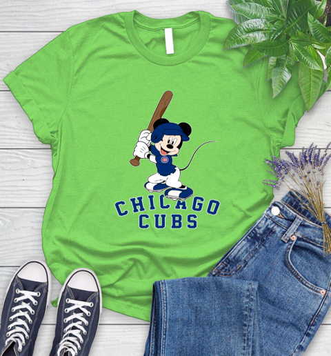 MLB Baseball Chicago Cubs Cheerful Mickey Mouse Shirt Women's T-Shirt 10