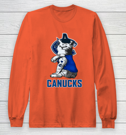 NHL My Cat Loves Vancouver Canucks Hockey Long Sleeve T-Shirt 3