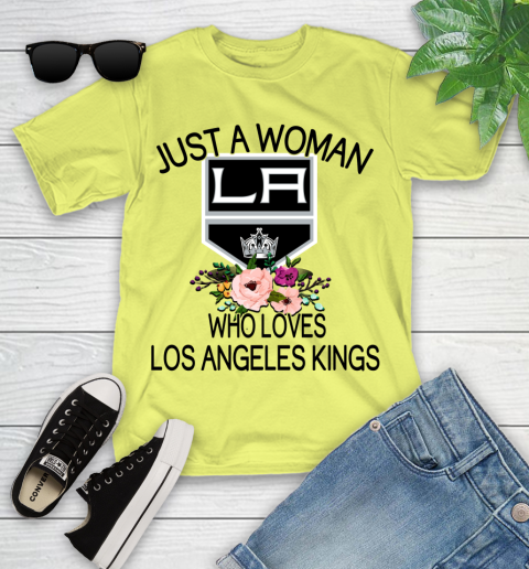 NHL Just A Woman Who Loves Los Angeles Kings Hockey Sports Youth T-Shirt 5
