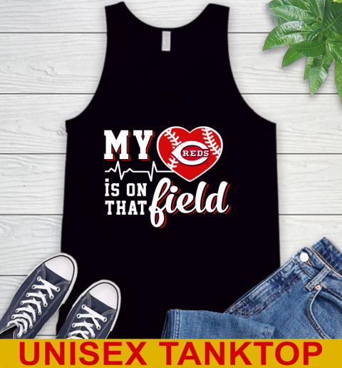MLB My Heart Is On That Field Baseball Sports Cincinnati Reds Tank Top