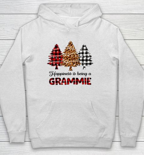 Happiness is being a Grammie Leopard plaid Christmas tree Hoodie