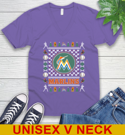 Miami Marlins Merry Christmas MLB Baseball Loyal Fan V-Neck T-Shirt 8