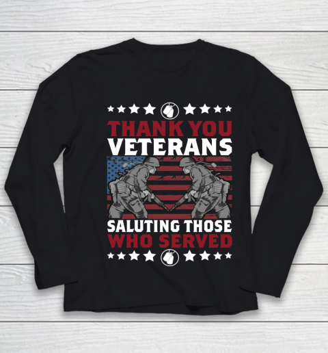 Veteran Shirt Thank You Veterans Saluting Those Who Served Youth Long Sleeve