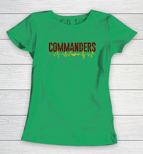 Vintage Commanders' Heart Beat Distressed Sports Spirit Women's T-Shirt 4