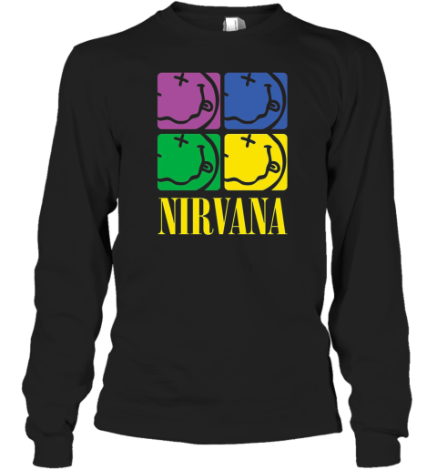 Nirvana Four Smiley Face Visionary Long Sleeve T-Shirt