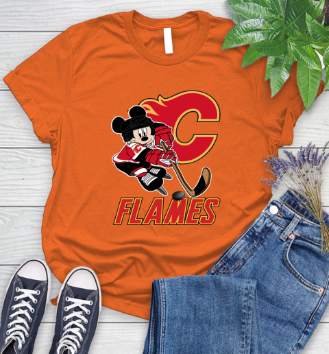 NHL Calgary Flames Mickey Mouse Disney Hockey T Shirt Women's T-Shirt 4
