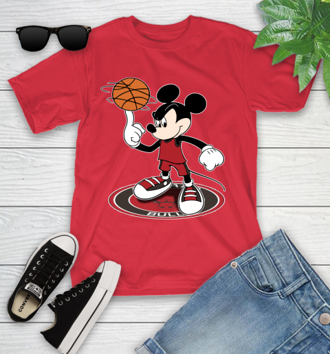 NBA Basketball Chicago Bulls Cheerful Mickey Disney Shirt Youth T-Shirt 10
