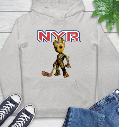 New York Rangers NHL Hockey Groot Marvel Guardians Of The Galaxy Hoodie