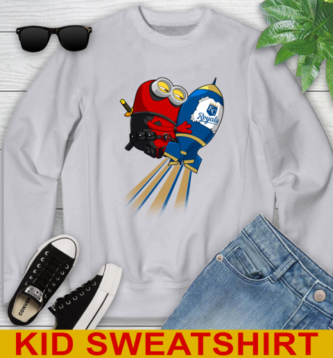 MLB Baseball Kansas City Royals Deadpool Minion Marvel Shirt Youth Sweatshirt 3