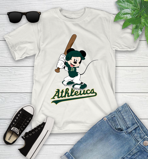 MLB Baseball Oakland Athletics Cheerful Mickey Mouse Shirt Youth T-Shirt 2
