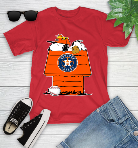 MLB Houston Astros Snoopy Woodstock The Peanuts Movie Baseball T Shirt Youth T-Shirt 10