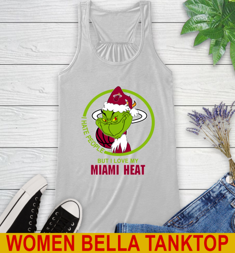 Miami Heat NBA Christmas Grinch I Hate People But I Love My Favorite Basketball Team Racerback Tank