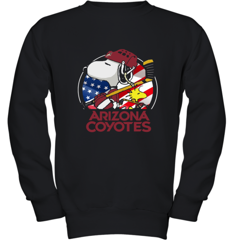 Arizona Coyotes Ice Hockey Snoopy And Woodstock NHL Youth Sweatshirt