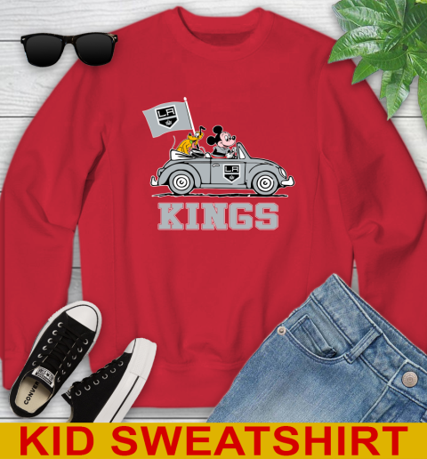 NHL Hockey Los Angeles Kings Pluto Mickey Driving Disney Shirt Youth Sweatshirt 8