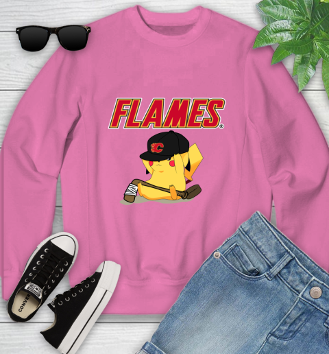 NHL Pikachu Hockey Sports Calgary Flames Youth Sweatshirt 7