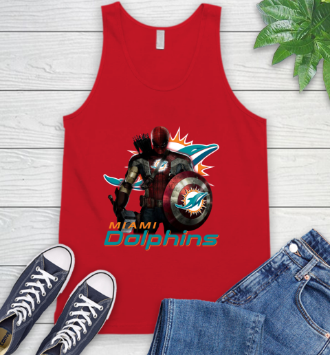 NFL Captain America Thor Spider Man Hawkeye Avengers Endgame Football Miami Dolphins Tank Top 6